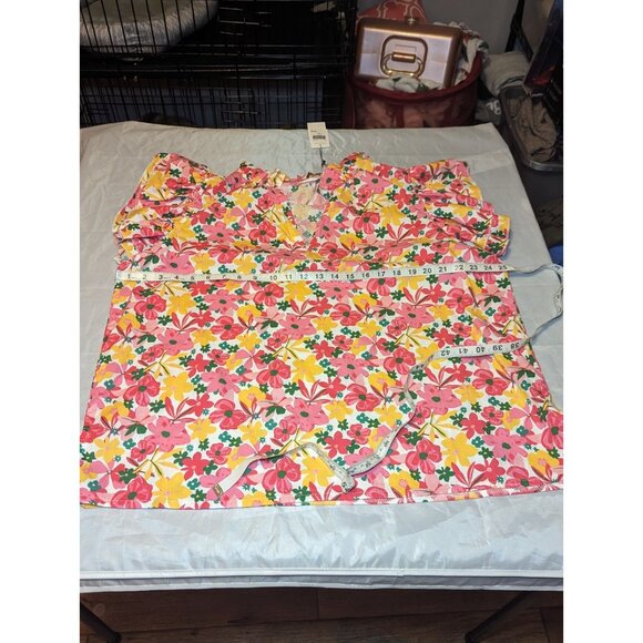 Kaktus Women's Floral Spring Colored Short Sleeve Blouse Size XXL - Picture 11 of 13